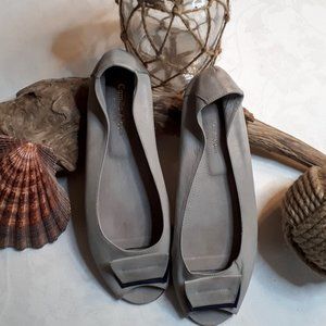 Camilla Albani Leather Peep Toe Ballet Flats